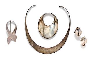 A Collection of Modernist Silver Jewelry, 72.40 dwts.