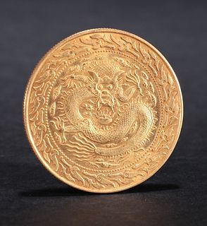 GOLD CAST DRAGON PATTERN COIN