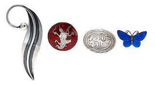 A Collection of Sterling Silver and Enamel Jewelry, 13.30 dwts.