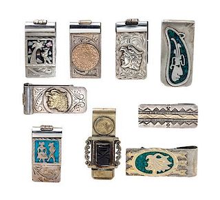 A Collection of Silver, Gold and Gemstone Money Clips, 146.70 dwts.