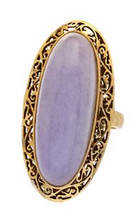 Lavender Jadeite, 18K Yellow Gold, Ring Size 6 1/2 Ring C. 1950