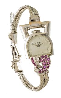 Paul Ditisheim, Retro 14k White Gold Bracelet Watch C. 1940, L 6'' 26g