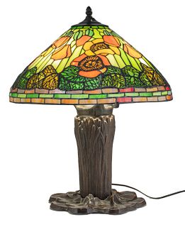 Lead Glass Poppy Table Lamp, H 24'' Dia. 20''