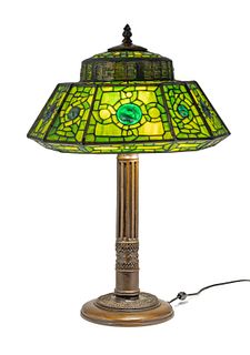 American Art Glass Table Lamp, Late 20th C., H 28'' Dia. 19''