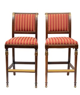 Louis XVI Style Upholstered Chairs, H 45'' W 19'' Depth 23'' 1 Pair