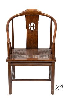 Dashia Buchanan For Henredon Carved Mahogany Club Chairs, H 36.87'' W 22.5'' Depth 19'' 4 pcs