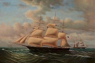 AN AMERICAN MARITIME PAINTING SIGNED 'D. TAYLER'