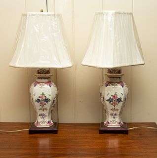 Samson Porcelain Lamps, H 24'' 1 Pair