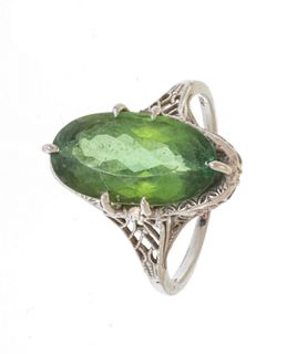 Peridot And 14kt White Gold, Size 5 3/4 Ring