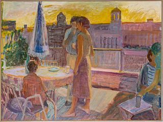 Mary Vitelli Bertie (American, 1929-2022) Oil On Canvas, "Terrace", H 50'' W 68''