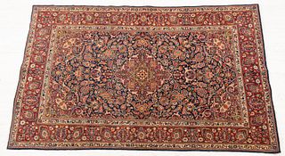 Semi-Antique Persian Kashan Handwoven Wool Rug, C. 1940, W 4' 4'' L 7'
