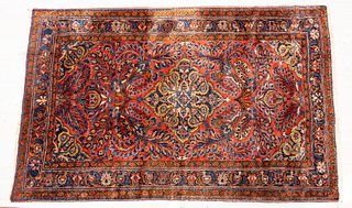 Antique Persian Lilihan Handwoven Wool Rug, C. 1930, W 5' L 6' 6''