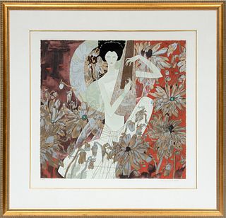 Huang Guanyu (Chinese, 1945) Serigaraph On Paper, 'Melody In White', H 31.5'' W 33.5''