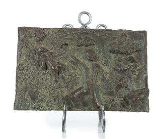 Robert Yares (American, Michigan, 1944-2019) Bronze Plaque, Three Nudes, H 10'' W 17''