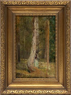 European Oil On Canvas Mounted To Board, C. LATE 19TH/EARLY 20TH C., Forest Lanscape, H 13'' W 10.5''