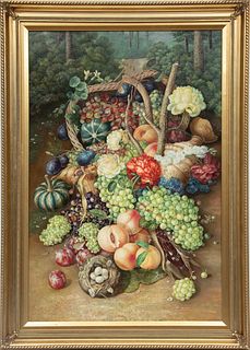 Signed Magaretter, Oil On Canvas,  20th C., Still Life Of Fruit, H 31'' W 24''