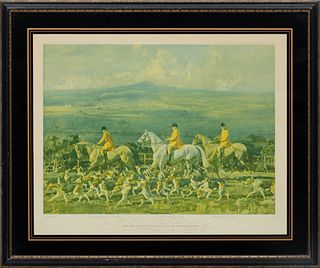 Print, Hunting Scene, H 14", W 20", "The Bramham Moor Hounds At Weeton Whin"