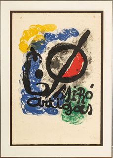 Joan Miro (Spanish, 1893-1893) Lithograph In Colors On Rives Paper, 1963, Affiche Pour L'Exposition Miro Artigas, H 33'' W 22''