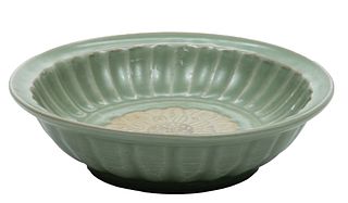 Chinese Celadon Glaze Plate, H 2.5'' Dia. 8.5''