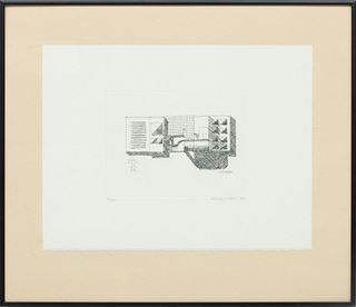 Arata Isozaki (Japanese, 1931) Etching On Wove Paper, C. 1983, MOCA #5 Copper Print, H 11.25'' W 15''