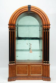 Art Deco Style Lacquered Burlwood Cabinet, H 88'' W 49.5'' Depth 18''