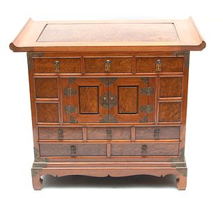 Asian Carved Wood End Table/ Chest H 24" W 28" D 16"