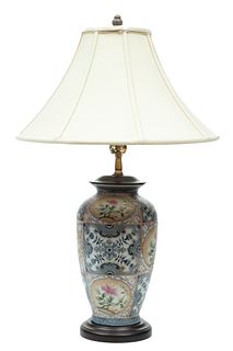 Chinese Porcelain Vase Converted To Lamp, H 31'' Dia. 8''
