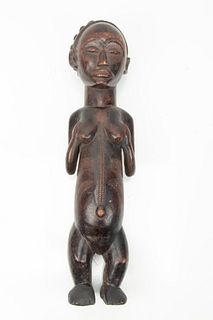 Africa Carved Wood Maternal Figure H 17"