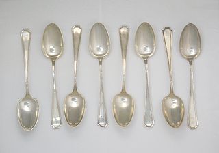 (8) Durgin Sterling Silver Soup Spoons.