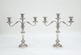 Pair of "Silver on Copper" Candelabra.