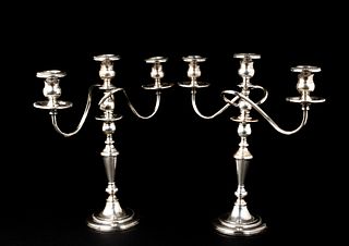 A Pair of Fisher Sterling Weighted Candelabra