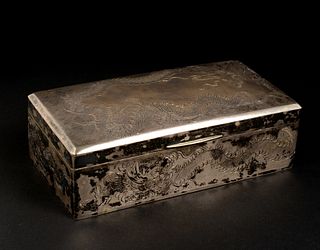 Chinese Export Silver Dragon Box