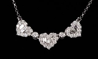 Gregg Ruth 18k Gold Triple Heart Diamond Necklace