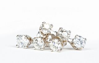 Vintage 14K White Gold Diamond Drop Earrings