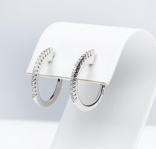 Designer Garavelli 18K White Gold Diamond Hoop Earrings