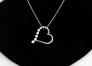 14K White Gold Abstract Diamond Heart Necklace