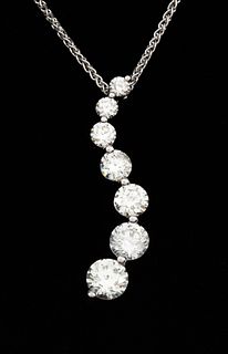 14K Gold Two Carat Diamond Journey Necklace