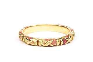 18K Gold and Enamel Band