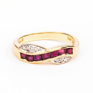 14K Gold, Ruby and Diamond Band