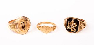 Three Antique 10K Gold Rings