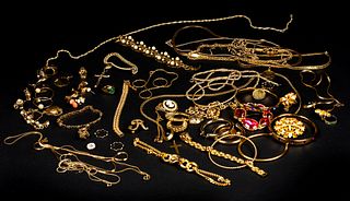 Large Lot of Gold Filled and Gold Tone Vintage Jewelry