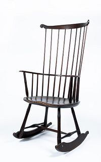 W. McElroy Antique Comb Back Windsor Adapted Rocking Chair