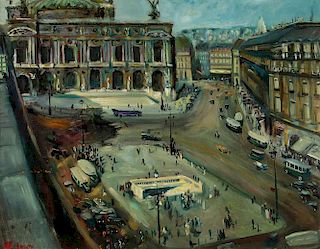 LUCIEN ADRION (1889-1953) O/C VIEW OF PARIS