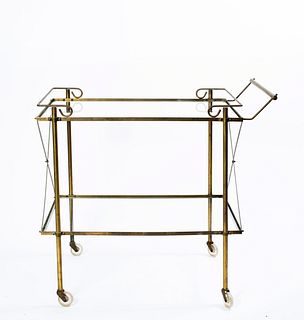 Mid Century Brass and Glass Bar Cart