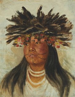 Grace Carpenter Hudson (1865-1937), Portrait of a Pomo Indian woman, 13.5" H x 10.75" W