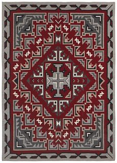 A large framed Navajo Ganado rug