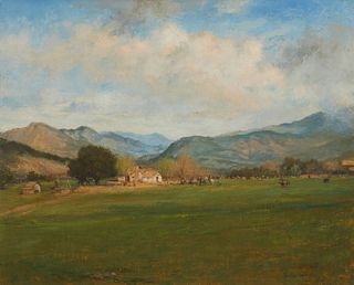 Alexander Francis Harmer, (1856-1925), "San Marcos Ranch," 1904, Oil on waxed canvas, 16" H x 20" W