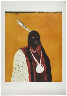 Fritz Scholder (1937-2005, Luiseno), "Indian Portrait in Roma," 1978