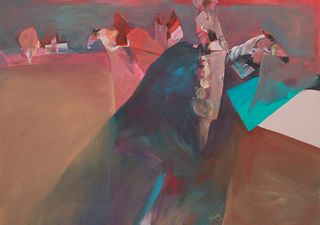 Veloy Vigil (1931-1997), "Rider's Tide," 1994, 42" H x 60" W