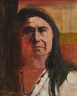 Neil Boyle, (1931-2006), Native American portrait, 1977, Oil on canvas, 20" H x 16" W